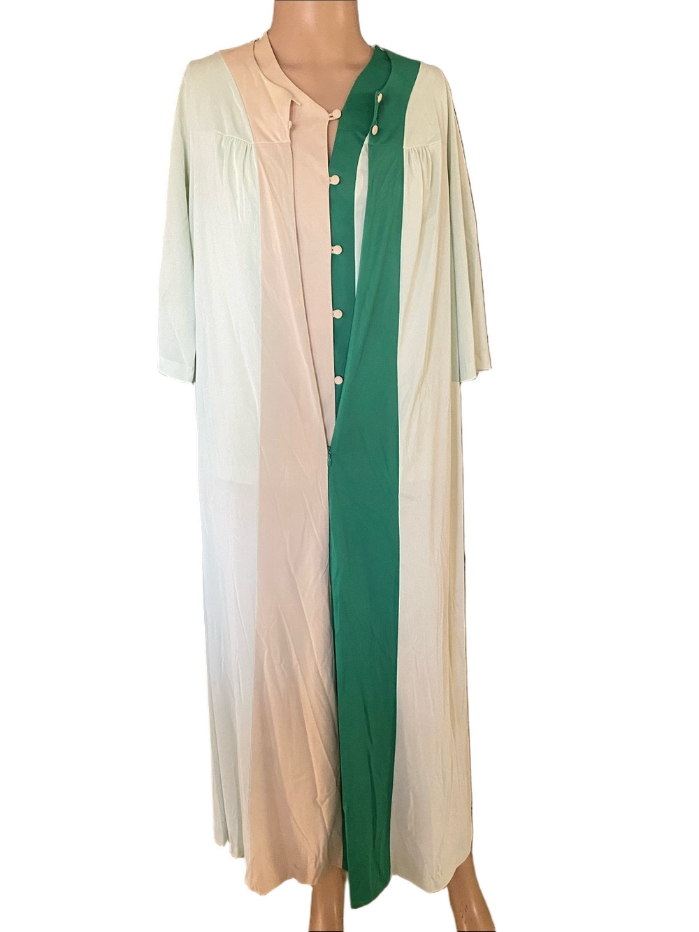 Shadowline Cream and Green Colorblock robe and matching top. No pants